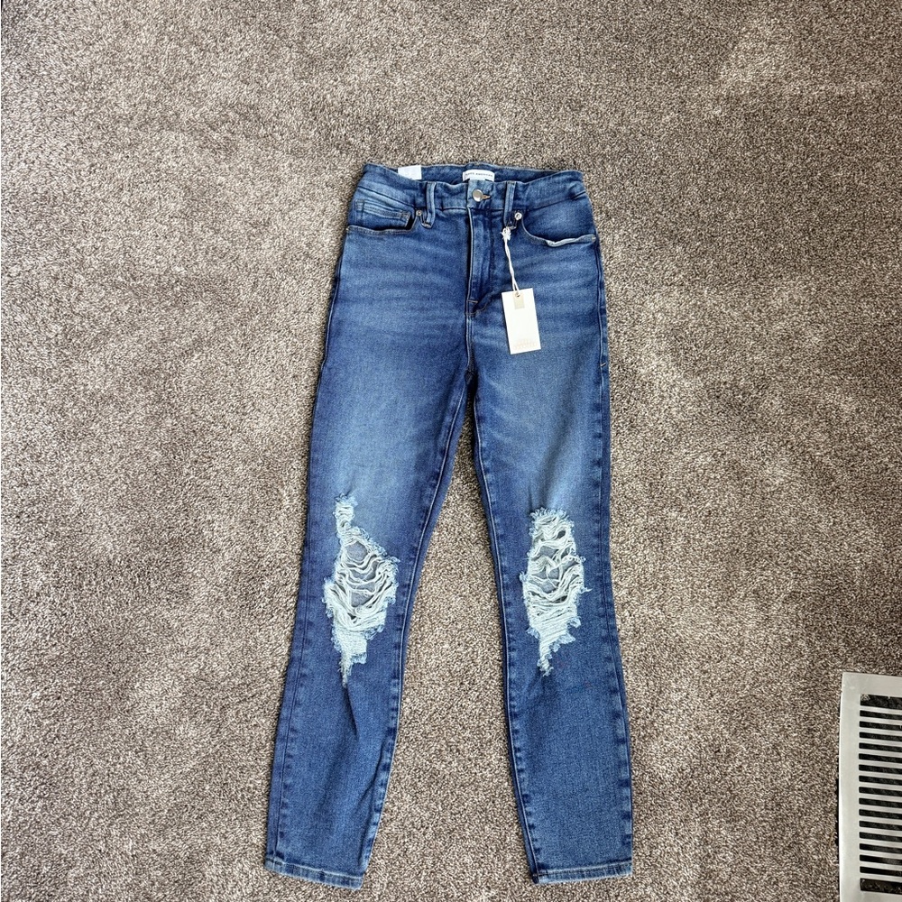 Good American Blue Ripped Skinny Jeans